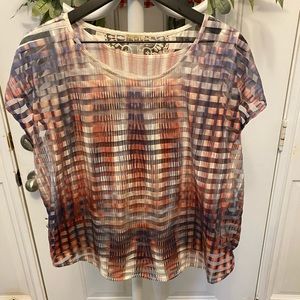 live and let live 2 pc set Ombre Sheer Stripe & Lace Top with Matching Tank XL